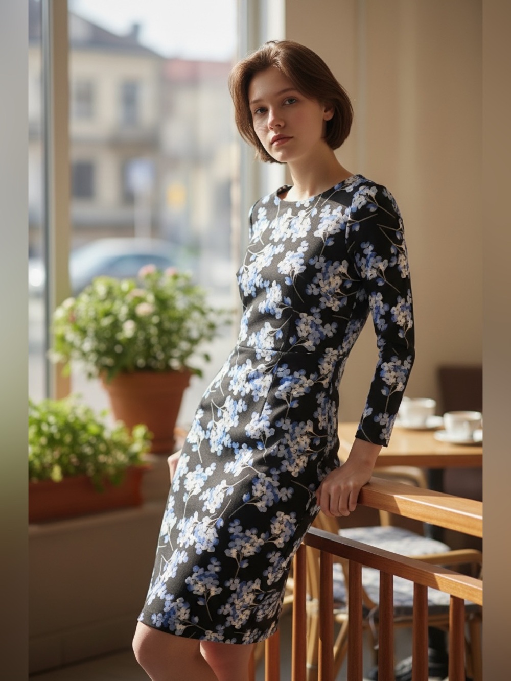 Tommy Hilfiger Black Sheath Dress with Blue Floral Print 4